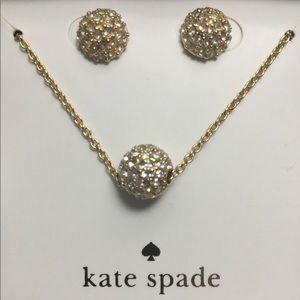Kate Spade gold crystal studded earring necklace